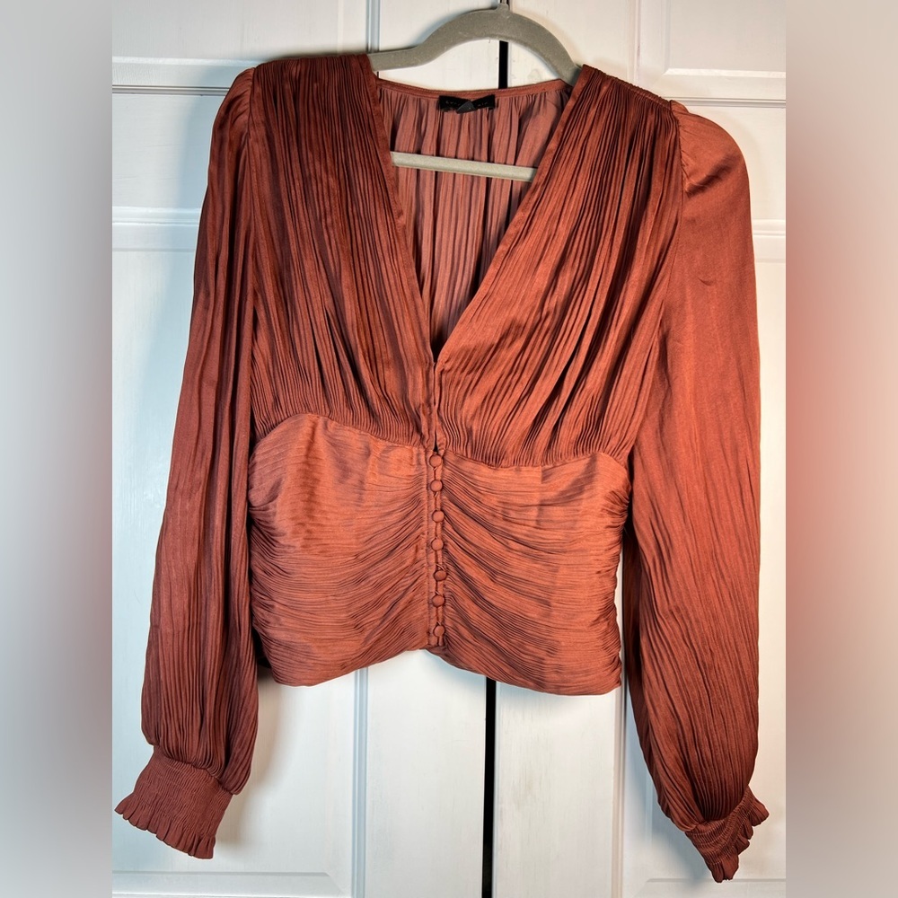 Anthropologie’s Current Air Rust Color Button Front Blouse Excellent Size XS - Picture 3 of 8